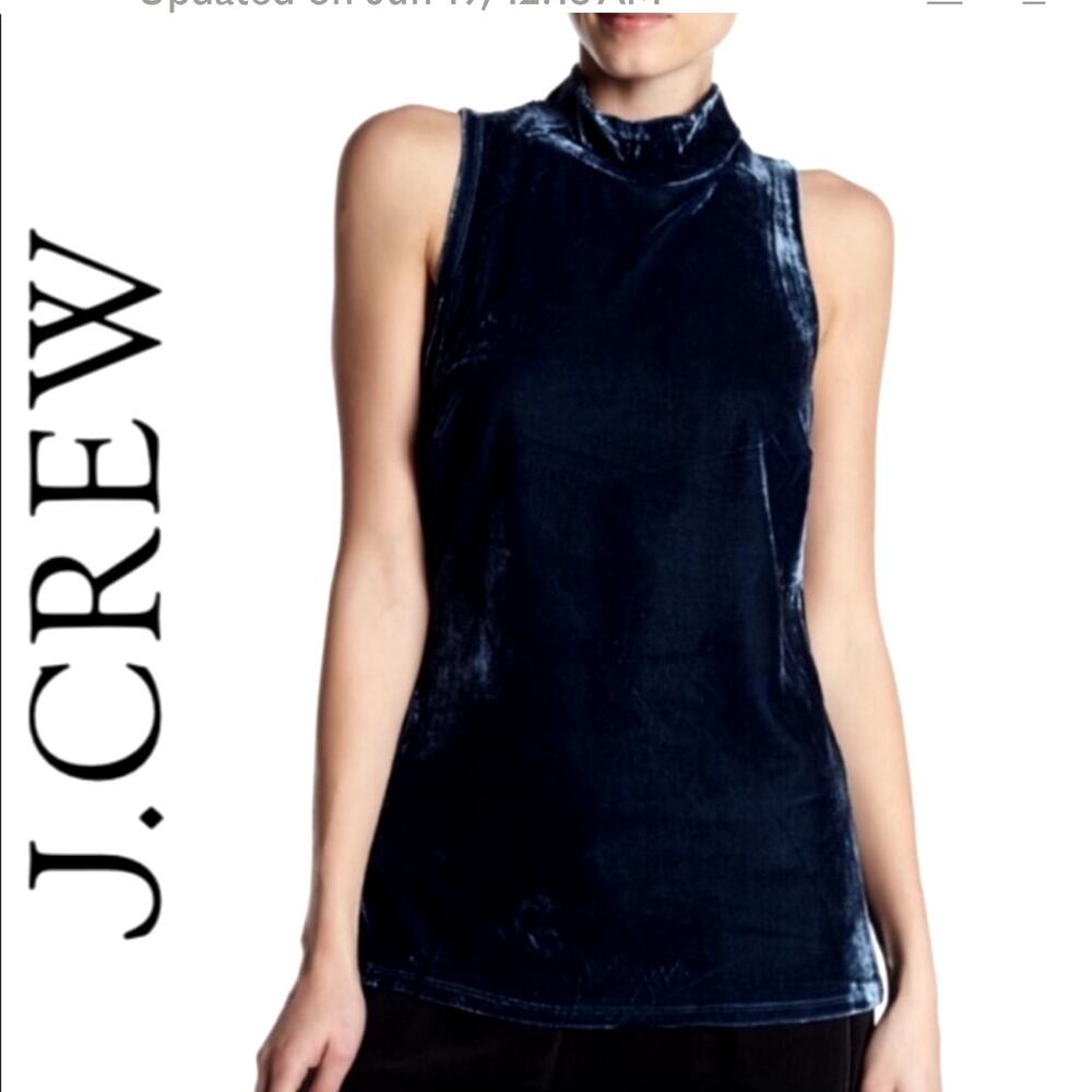 J. Crew Navy Velvet Sleeveless Blouse